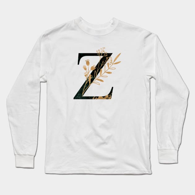 Marble Monogram Z Letter Z Long Sleeve T-Shirt by MysticMagpie